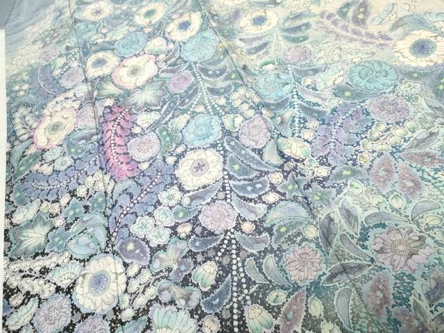 平和屋着物●豪華振袖　辻が花　暈し染め　銀通し地　正絹　逸品　AABF6617cs