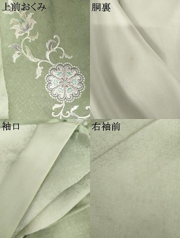 平和屋着物●訪問着　総刺繍　駒刺繍　正倉院更紗花唐草文　暈し染め　銀糸　ロング丈　正絹　逸品　AABF6618cs