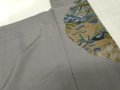 平和屋着物●前田仁仙 仁仙更紗 訪問着 重ね山鳳凰吉祥草花文 正絹 逸品 AABF6620cs