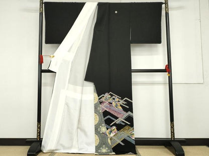 平和屋着物●本加賀友禅作家 池田裕 黒留袖 鴛鴦 正絹 逸品 AABF6622cs