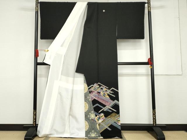 平和屋着物●本加賀友禅作家 池田裕 黒留袖 鴛鴦 正絹 逸品 AABF6622cs