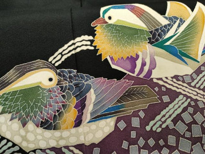 平和屋着物●本加賀友禅作家 池田裕 黒留袖 鴛鴦 正絹 逸品 AABF6622cs