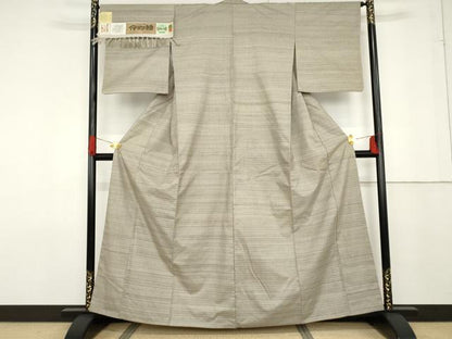 平和屋着物●伝統工芸品 伊那紬 手織り 草木染 格子 証紙付き 正絹 逸品 AABF6623cs