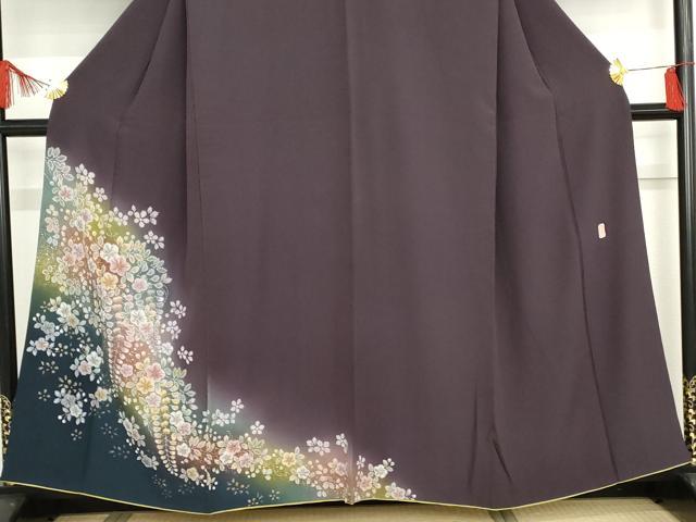 平和屋着物●越後十日町の一流染匠 桐屋・翠山工房 訪問着 草花文 暈し染め 金彩 正絹 逸品 AABF6626cs