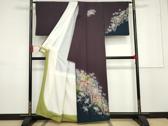 平和屋着物●越後十日町の一流染匠 桐屋・翠山工房 訪問着 草花文 暈し染め 金彩 正絹 逸品 AABF6626cs