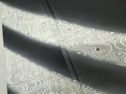 平和屋着物●訪問着　流水文　暈し染め　黒地　金糸　銀彩　正絹　逸品　AABF6627cs