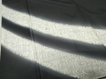 平和屋着物●訪問着　流水文　暈し染め　黒地　金糸　銀彩　正絹　逸品　AABF6627cs