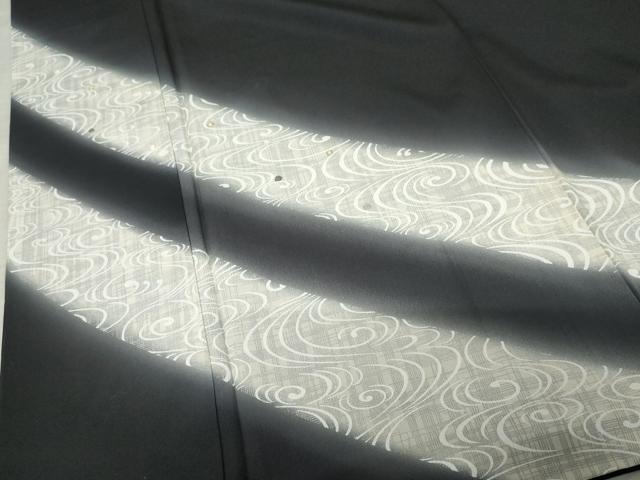 平和屋着物●訪問着　流水文　暈し染め　黒地　金糸　銀彩　正絹　逸品　AABF6627cs