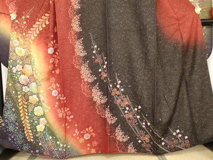 平和屋着物●豪華振袖　辻が花　暈し染め　金彩　金通し地　正絹　逸品　AABF6633cs