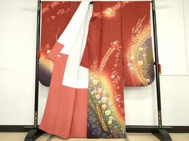 平和屋着物●豪華振袖　辻が花　暈し染め　金彩　金通し地　正絹　逸品　AABF6633cs