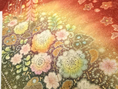 平和屋着物●豪華振袖　辻が花　暈し染め　金彩　金通し地　正絹　逸品　AABF6633cs