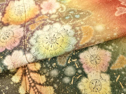 平和屋着物●豪華振袖　辻が花　暈し染め　金彩　金通し地　正絹　逸品　AABF6633cs