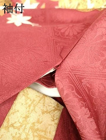 平和屋着物●豪華振袖　駒刺繍　吉祥花松文　金彩　ロング丈　正絹　逸品　AABF6636cs