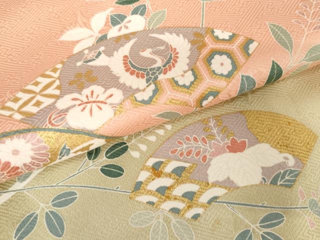 平和屋着物●訪問着　地紙枝花文　暈し染め　金彩　正絹　逸品　AABF6640cs