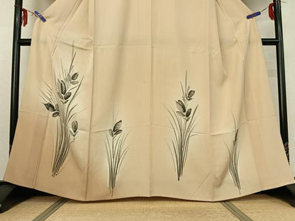 平和屋着物▽訪問着 単衣 手描き 草花文 暈し染め 正絹 逸品 AABF6642jh