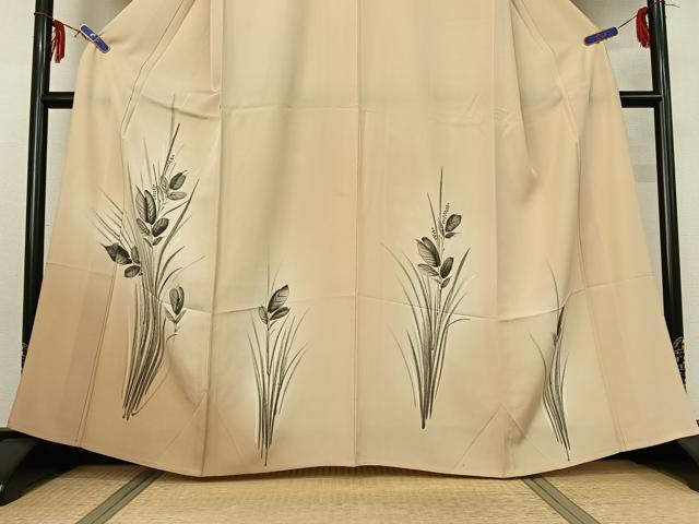 平和屋着物▽訪問着 単衣 手描き 草花文 暈し染め 正絹 逸品 AABF6642jh