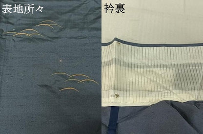 平和屋着物▽京の名門・菱屋六右ェ門 紬 訪問着 単衣 露芝文 金彩 正絹 逸品 AABF6646jh