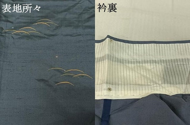 平和屋着物▽京の名門・菱屋六右ェ門 紬 訪問着 単衣 露芝文 金彩 正絹 逸品 AABF6646jh