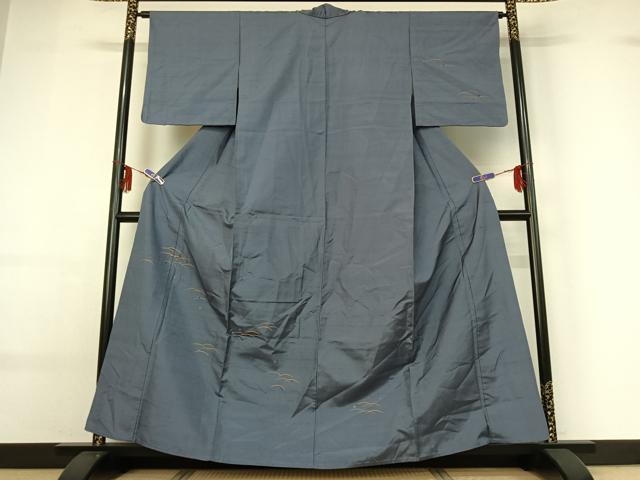 平和屋着物▽京の名門・菱屋六右ェ門 紬 訪問着 単衣 露芝文 金彩 正絹 逸品 AABF6646jh
