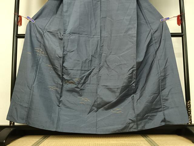 平和屋着物▽京の名門・菱屋六右ェ門 紬 訪問着 単衣 露芝文 金彩 正絹 逸品 AABF6646jh