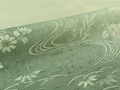 平和屋着物▽訪問着 単衣 生紬 流水松竹梅文 正絹 逸品 AABF6648jh