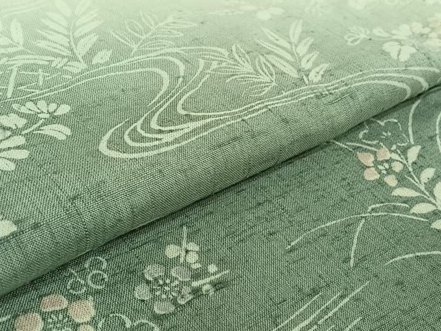 平和屋着物▽訪問着 単衣 生紬 流水松竹梅文 正絹 逸品 AABF6648jh