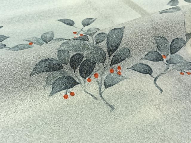 平和屋着物▽上質な小紋 単衣 南天文 暈し染め 金彩 正絹 逸品 AABF6651jh