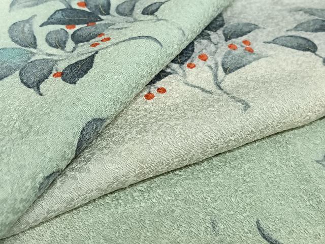 平和屋着物▽上質な小紋 単衣 南天文 暈し染め 金彩 正絹 逸品 AABF6651jh