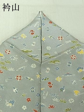 平和屋着物▽上質な小紋 単衣 宝尽くし文 正絹 逸品 AABF6654jh