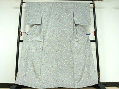 平和屋着物▽上質な小紋 単衣 宝尽くし文 正絹 逸品 AABF6654jh