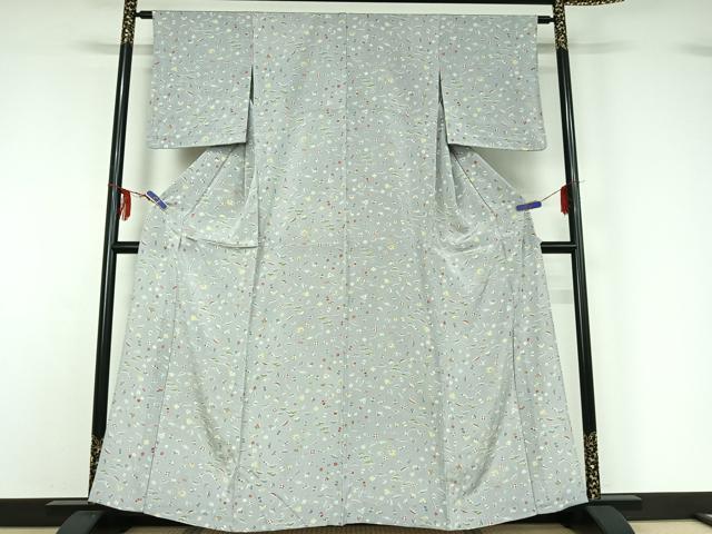 平和屋着物▽上質な小紋 単衣 宝尽くし文 正絹 逸品 AABF6654jh