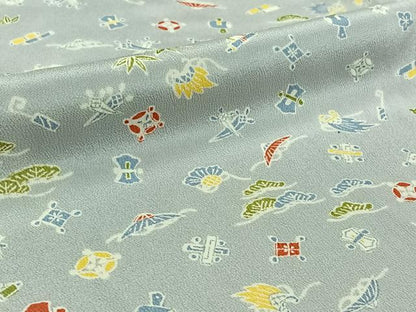 平和屋着物▽上質な小紋 単衣 宝尽くし文 正絹 逸品 AABF6654jh