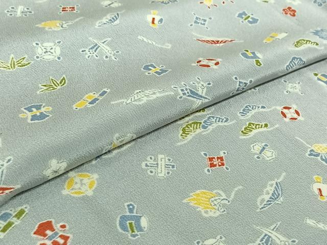 平和屋着物▽上質な小紋 単衣 宝尽くし文 正絹 逸品 AABF6654jh