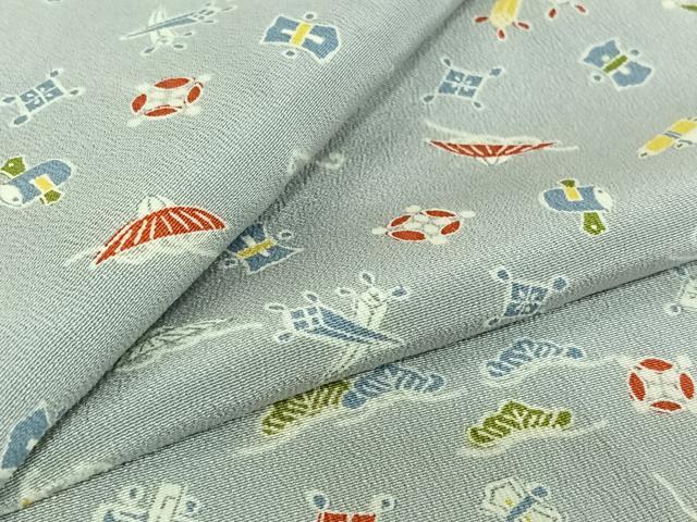 平和屋着物▽上質な小紋 単衣 宝尽くし文 正絹 逸品 AABF6654jh