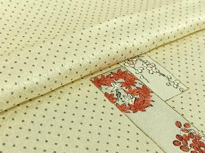 平和屋着物▽上質な小紋　単衣　手描き　短冊花文　金彩　正絹　逸品　AABF6655jh