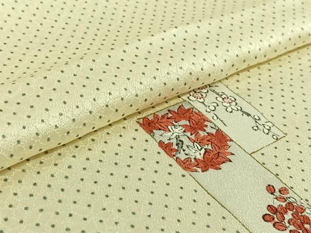 平和屋着物▽上質な小紋　単衣　手描き　短冊花文　金彩　正絹　逸品　AABF6655jh