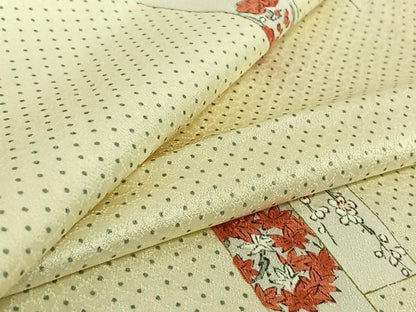 平和屋着物▽上質な小紋　単衣　手描き　短冊花文　金彩　正絹　逸品　AABF6655jh
