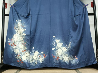 平和屋着物▽訪問着　単衣　手描き　草花文　暈し染め　正絹　逸品　AABF6658jh