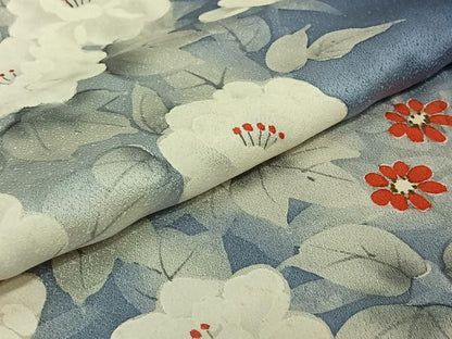 平和屋着物▽訪問着　単衣　手描き　草花文　暈し染め　正絹　逸品　AABF6658jh