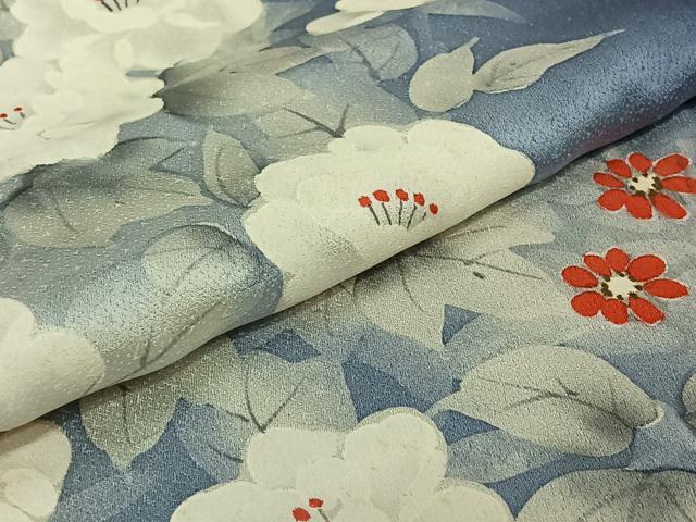 平和屋着物▽訪問着　単衣　手描き　草花文　暈し染め　正絹　逸品　AABF6658jh