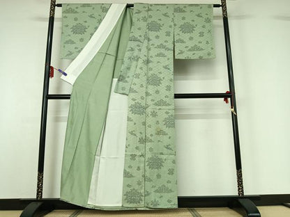 平和屋着物▽上質な小紋 単衣 花鳥文 兎 正絹 逸品 AABF6660jh