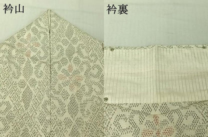 平和屋着物▽本塩沢 単衣 正倉院花文 正絹 逸品 AABF6662jh
