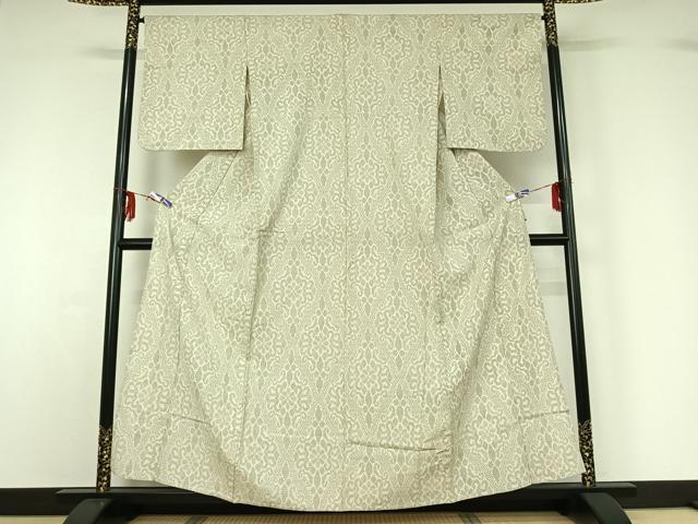 平和屋着物▽本塩沢 単衣 正倉院花文 正絹 逸品 AABF6662jh