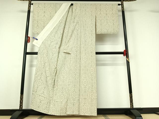 平和屋着物▽本塩沢 単衣 正倉院花文 正絹 逸品 AABF6662jh