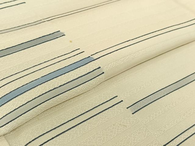 平和屋着物▽上質な小紋 単衣 横段文 正絹 逸品 AABF6665jh