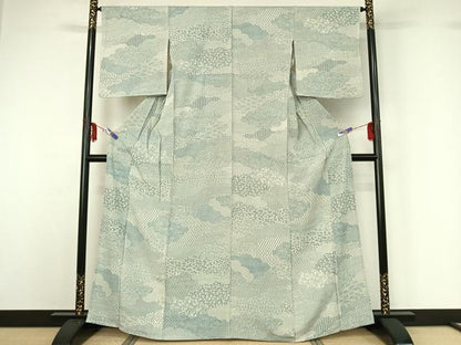 平和屋着物▽江戸小紋 単衣 雲取り吉祥花文 正絹 逸品 AABF6667jh