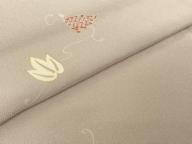 平和屋着物▽上質な小紋 単衣 南天文 金彩 鬼しぼ縮緬 正絹 逸品 AABF6675jh