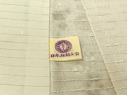 平和屋着物▽上質な小紋 単衣 紬地 手描き 草花文 金彩 正絹 逸品 AABF6678jh