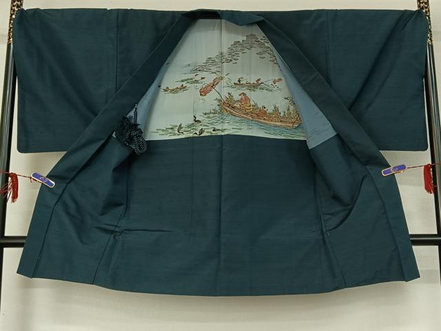 平和屋着物▽男性 紬 単衣 アンサンブル 褐返色 正絹 逸品 AABF6680jh