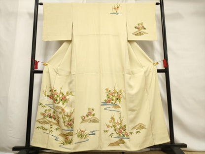 平和屋着物■訪問着 流水枝花文 正絹 逸品 AABF6700br